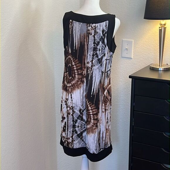 Sleeveless Tie Dye-Look Sheath Midi Dress - Size 10 - Picture 2 of 5